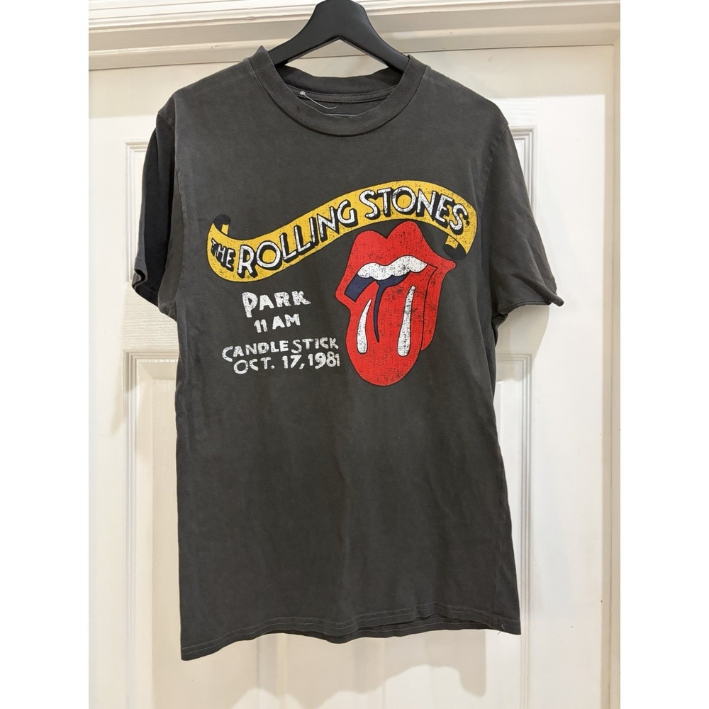 The Rolling Stones 1981 Candlestick Park Graphic T-Shirt Black Size Small